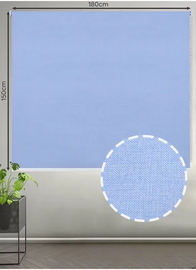 180x150cm Waterproof Full Blackout Linen-Like Coating Polyester Fabric Roller Curtain - Blue