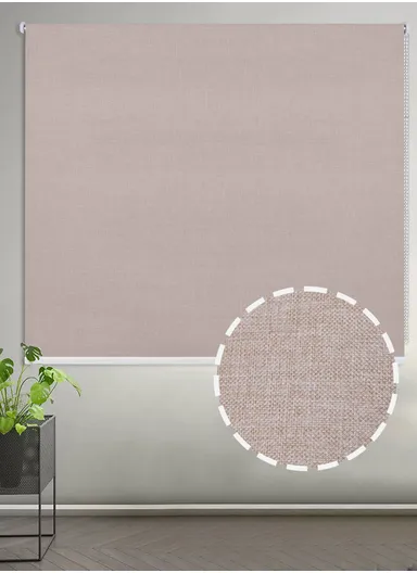 180x150cm Waterproof Full Blackout Linen-Like Coating Polyester Fabric Roller Curtain - Brown