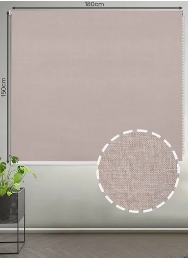 180x150cm Waterproof Full Blackout Linen-Like Coating Polyester Fabric Roller Curtain - Brown