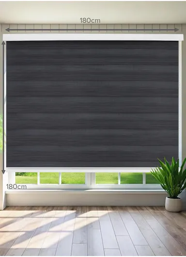 180x180cm Crease-Free Blackout Polyester Fabric Roller Plain Blinds, Light Filtering Roller Shades - Dark Grey