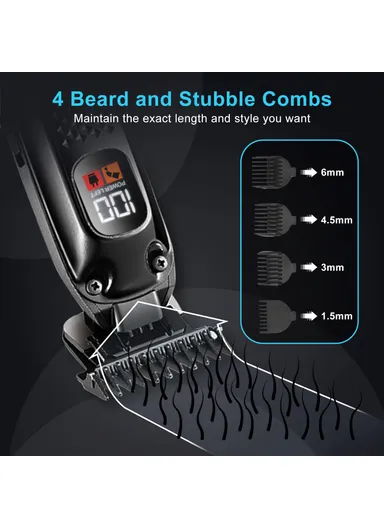 1400mAh Professional Hair Trimmer, Cord/Cordless &amp; Rechargeable Precision Beard Trimmer with LED Display V- 972