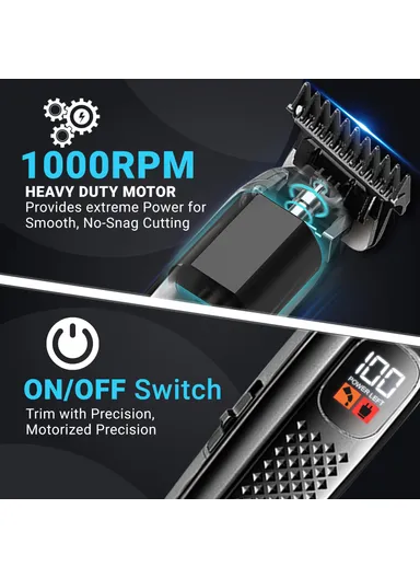 1400mAh Professional Hair Trimmer, Cord/Cordless &amp; Rechargeable Precision Beard Trimmer with LED Display V- 972