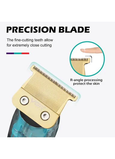 1200mAh Transparent Digital Display Hair Trimmer, IPX7 Waterproof with Ceramic Blade &amp; 180-Min Runtime V-961