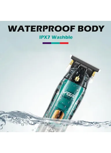 1200mAh Transparent Digital Display Hair Trimmer, IPX7 Waterproof with Ceramic Blade &amp; 180-Min Runtime V-961