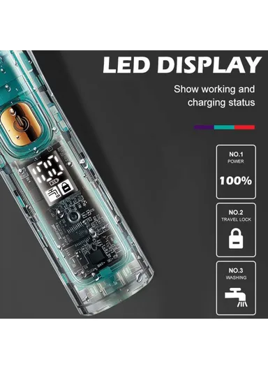 1200mAh Transparent Digital Display Hair Trimmer, IPX7 Waterproof with Ceramic Blade &amp; 180-Min Runtime V-961