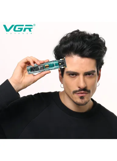 1200mAh Transparent Digital Display Hair Trimmer, IPX7 Waterproof with Ceramic Blade &amp; 180-Min Runtime V-961