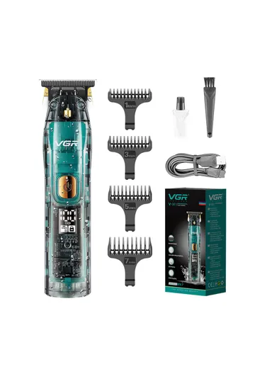 1200mAh Transparent Digital Display Hair Trimmer, IPX7 Waterproof with Ceramic Blade &amp; 180-Min Runtime V-961