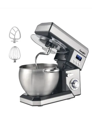 1500W 8.5L Heavy Duty Digital Display Stainless Steel Stand Mixer with 6-Speed Beater, Whisk, Dough Mixer Hook, Paddle Agitator SF-8143