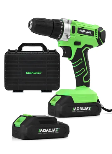 21V Portable Rechargeable 2-Speed Double Side Rotation Drill With 2 Batteries AD-21A