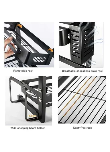 3-Layer Iron Spice Rack With Knives, Cutlery, Chopping Board &amp; Utensil Holder (W37.6 x D23.4 x H60)cm