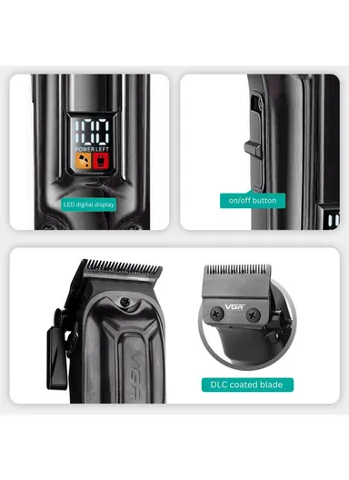 2500mAh Professional Hair Clipper with 4 Attachments (3,6,9,12)mm, Cleaning Brush, Lubricating Oil &amp; USB Charging Cable V-138