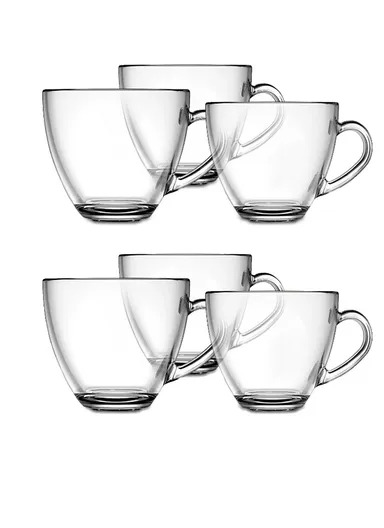 185ml 6 Pcs Elegant Round Glass Cup Suitable For Hot &amp; Cold Beverages ZB164