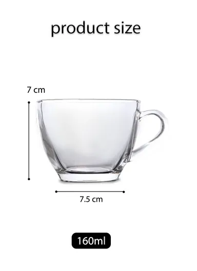 185ml 6 Pcs Elegant Round Glass Cup Suitable For Hot &amp; Cold Beverages ZB164