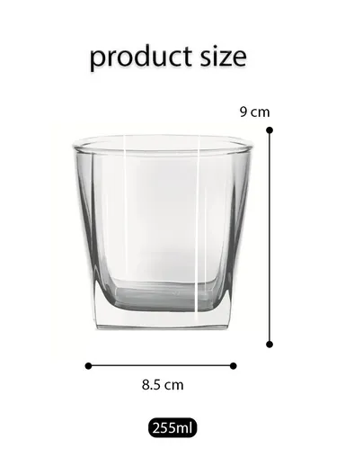 255ml 6Pcs Round Rim Hot &amp; Cold Beverages Glass Cups with Pentagon Base Shape - Transparent