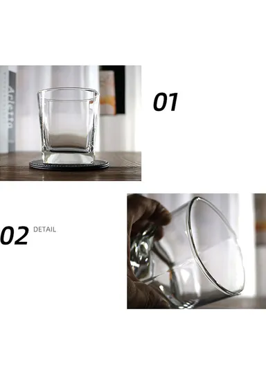 255ml 6Pcs Round Rim Hot &amp; Cold Beverages Glass Cups with Pentagon Base Shape - Transparent