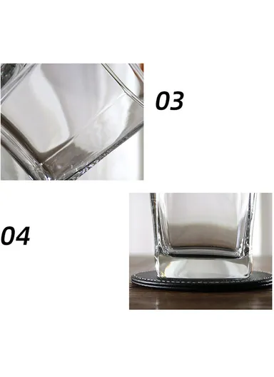 255ml 6Pcs Round Rim Hot &amp; Cold Beverages Glass Cups with Pentagon Base Shape - Transparent