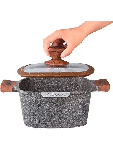 6Pcs 22/26/30cm Multilayer Aluminum Couvenir Granite Casserole Set - Brown