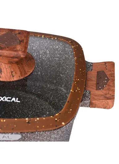 6Pcs 22/26/30cm Multilayer Aluminum Couvenir Granite Casserole Set - Brown