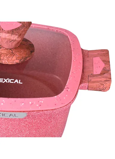 6Pcs Multilayer Aluminum 20/24/28cm Couvenir Granite Casserole Set - Pink