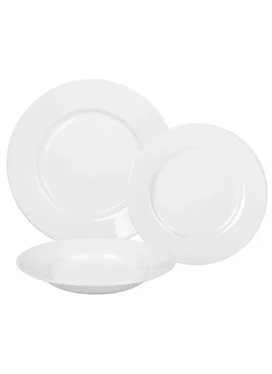 18pcs LevelOne Porcelain Dinner Set for 6 People, Timeless &amp; Classic Design G0566- White 