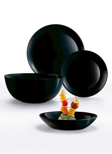 19pcs Plates For Dinner &amp; Lunch With Salad Bowl P1622- Black