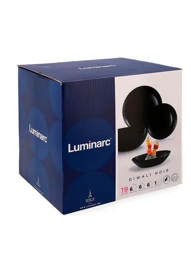 19pcs Plates For Dinner &amp; Lunch With Salad Bowl P1622- Black