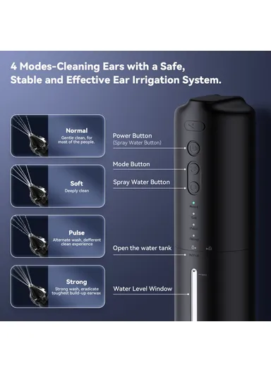 250ml Portable Electric Ear Wax Removal Device IP67 Waterproof Ear Washer Cleaning Tool W60