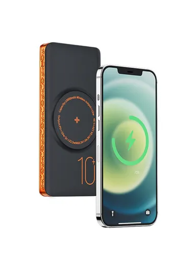 10000mAh Fast Charging Magnetic Power Bank Digital Phone Battery With 3 Output + 1 Input Charging Cable H5 Two-way PD - Black