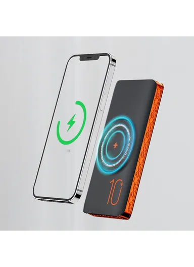 10000mAh Fast Charging Magnetic Power Bank Digital Phone Battery With 3 Output + 1 Input Charging Cable H5 Two-way PD - Black