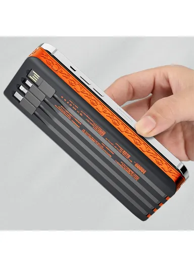 10000mAh Fast Charging Magnetic Power Bank Digital Phone Battery With 3 Output + 1 Input Charging Cable H5 Two-way PD - Black