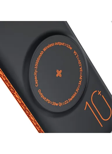 10000mAh Fast Charging Magnetic Power Bank Digital Phone Battery With 3 Output + 1 Input Charging Cable H5 Two-way PD - Black