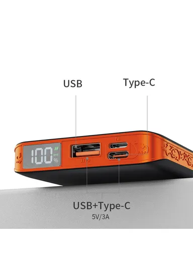 10000mAh Fast Charging Magnetic Power Bank Digital Phone Battery With 3 Output + 1 Input Charging Cable H5 Two-way PD - Black