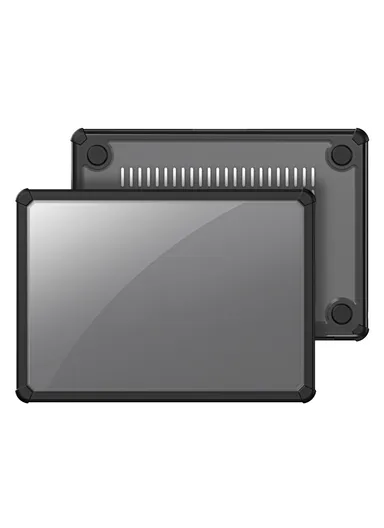 15" MacBook Case, Compatible with MacBook Air (2023/2024), Full Protection Glossy Laptop Cover - Black