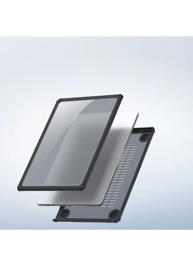 15" MacBook Case, Compatible with MacBook Air (2023/2024), Full Protection Glossy Laptop Cover - Black