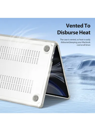 15" MacBook Case, Compatible with MacBook Air (2023/2024), Full Protection Glossy Laptop Cover - Transparent