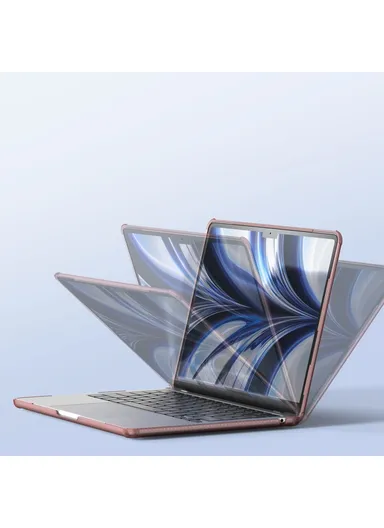 13" MacBook Case, Compatible with MacBook Air (2022/2024), Full Protection Glossy Laptop Cover - Pink