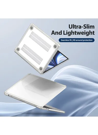 13" MacBook Case, Compatible with MacBook Air (2022/2024) , Full Protection Glossy Laptop Cover - Transparent