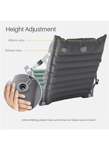 Adjustable Outdoor Inflatable Folding Seat Cushion 40D Nylon Camping Picnic Beach Chair GM-z01 (L102cm x W40)cm - Blue