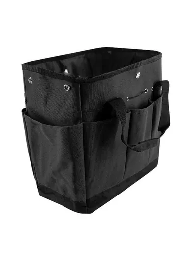 Multiple Pockets Gardening Tool Storage Bag Oxford Cloth Gardener Carry Bag Tote Bag KG0006 (L34 x W30)cm - Black