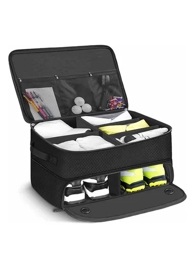 Foldable Car Trunk Organizer for Golf Clothes Shoes Storage Bag for Balls, Tees, Gloves, Accessories, &amp; Golf Gifts (W45 x D24 x H34)cm