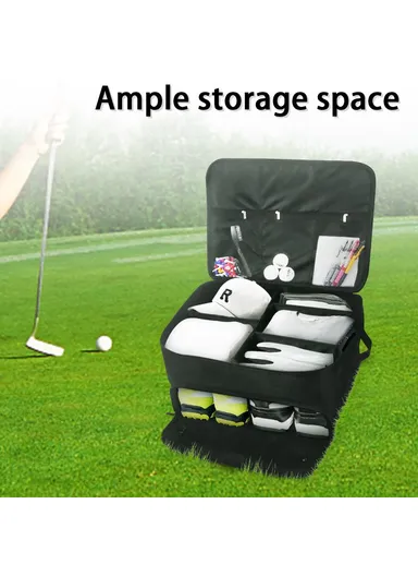 Foldable Car Trunk Organizer for Golf Clothes Shoes Storage Bag for Balls, Tees, Gloves, Accessories, &amp; Golf Gifts (W45 x D24 x H34)cm