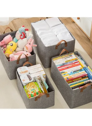 70L Imitation Linen Storage Box Wardrobe Foldable Organizer with Metal Frame (L50 x W44 x H32)cm - Beige