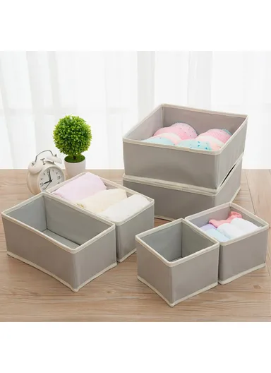 6Pcs / Set Cabinet Non-Woven Fabric Storage Box for Underwear Socks, XS+S+M - Light Grey