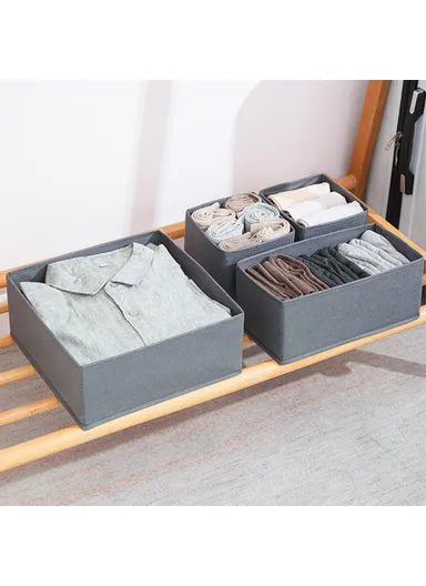 6Pcs / Set Cabinet Non-Woven Fabric Storage Box for Underwear Socks, XS+S+M - Light Grey