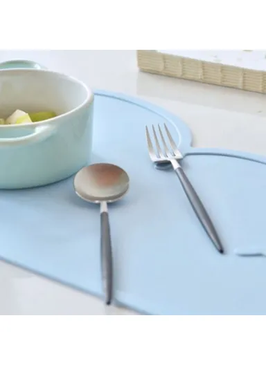 BPA Free Cartoon Cloud Silicone Placemat Heat Resistant Plate Mat Children Bowl Coaster SHY98 (W47.8 x H27cm) - Blue