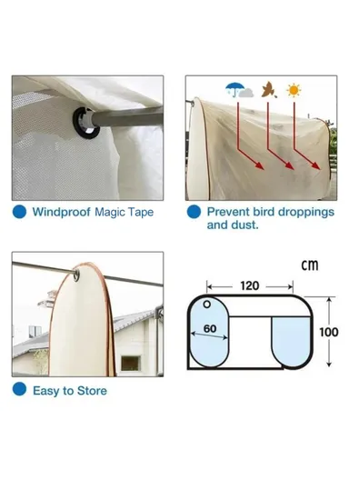 120x60x100cm Outdoor Clothes Drying Cover Dustproof Rainproof Clothes Hanging Cover 