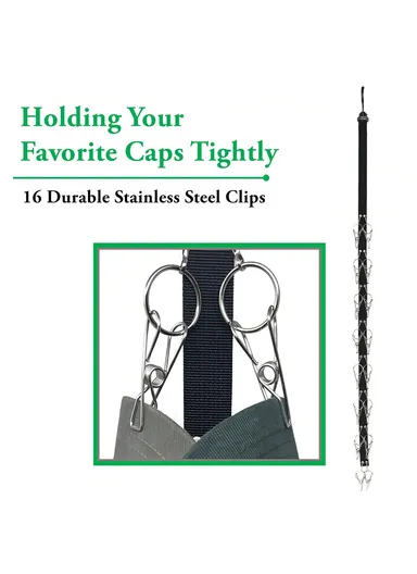 16 Clips 360-degree Rotating Hat Organizer Holder Rack for Cabinet Baseball Cap Hanger