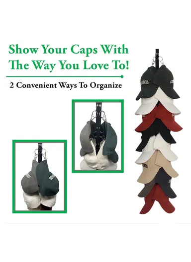 16 Clips 360-degree Rotating Hat Organizer Holder Rack for Cabinet Baseball Cap Hanger