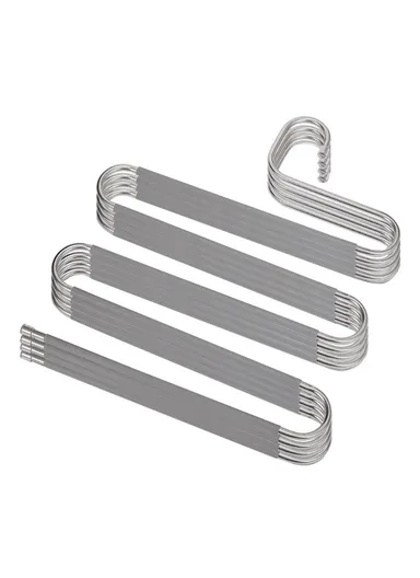 4Pcs S Shaped Pant Hangers Non-Slip Space-saving Stainless Steel Clothes Hanger Wardrobe Organizer for Pants Scarf Tie Towel - Grey