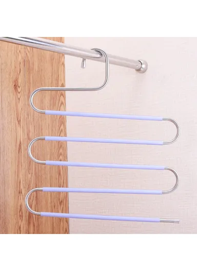 4Pcs S Shaped Pant Hangers Non-Slip Space-saving Stainless Steel Clothes Hanger Wardrobe Organizer for Pants Scarf Tie Towel - Purple
